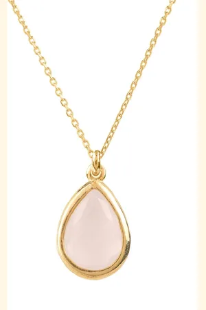 Latelita Pisa Mini Teardrop Necklace Gold Rose Quartz