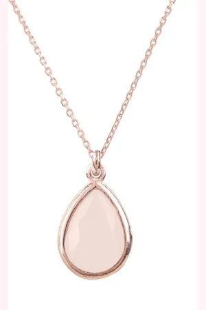 Latelita Pisa Mini Teardrop Necklace Rosegold Rose Quartz