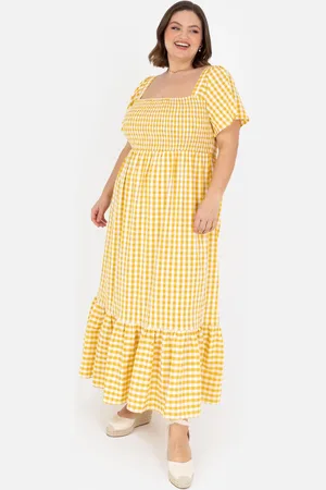 Lovedrobe Gingham Square Neck Short Sleeve Midaxi Dress