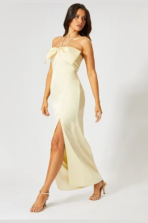 MissPap Satin Halter Neck Bow Maxi Dress