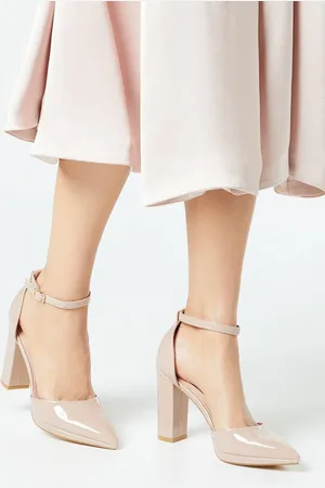 Coast Sadie Faux Leather Platform Pointed High Block Heel Court Shoes