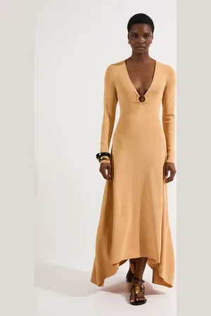 Karen Millen Slinky V Neck Knitted Dress With Hardware Keyring Detail