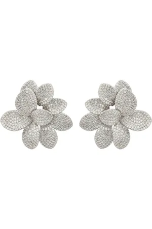 Latelita Amaryllis Flower Large Stud Earrings Silver