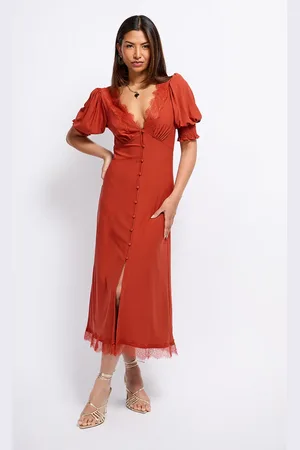Little Mistress Lace Trim Midaxi Dress