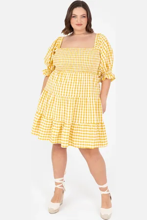 Lovedrobe Gingham Milkmaid Puff Sleeve Mini Dress