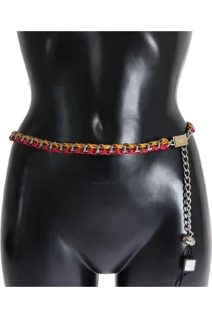 Dolce & Gabbana Braided Leather Chain Belt RedYellow Women - Multicolor