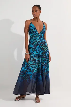 Karen Millen Petite Ombre Butterfly Strappy Georgette Beach Maxi Dress