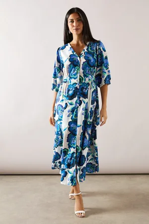wallis Floral Viscose Zip Midaxi Dress