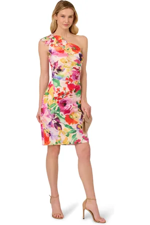 Adrianna Papell Print One Shoulder Dress