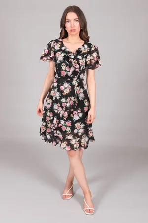 Asolo Floral Print Ruffle Wrap Dress
