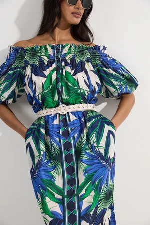 Karen Millen Voile Mirrored Floral Woven Bardot Midi Dress