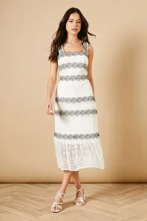 Oasis Contrast Lace Strappy Midi Dress