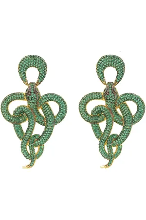 Latelita Viper Snake Drop Earrings Gold Emerald