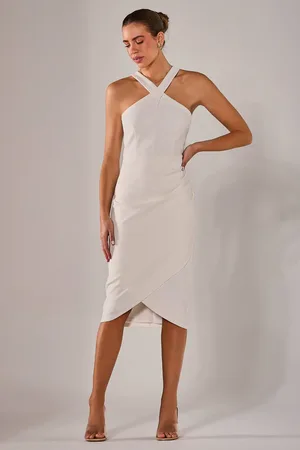 Jolie Moi Cross Over Halter Neck Midi Dress