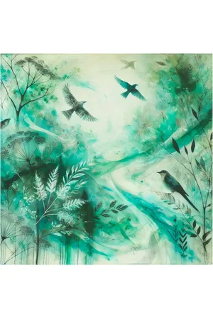 Bolongaro Birds Silk Printed Scarf