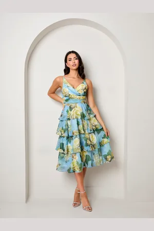 Chi Chi London Sleeveless Floral Print Midi Dress in