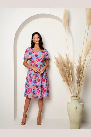 Chi Chi London Square Neck Floral Midi Dress in