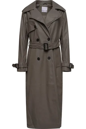 Elle Sophia PU Long Trench Coat