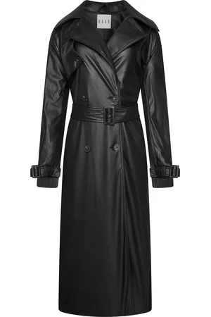 Elle Sophia PU Long Trench Coat