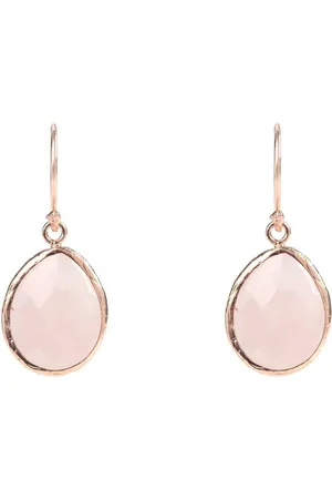 Latelita Petite Drop Earrings Rose Quartz Rosegold