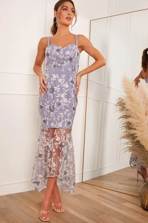 Chi Chi London Peplum Embroidered Lace Bodycon Dress