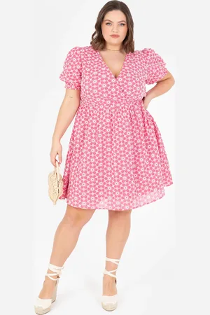 Lovedrobe Embroidered Short Sleeve Faux Wrap Mini Dress