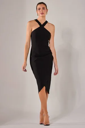 Jolie Moi Cross Over Halter Neck Midi Dress