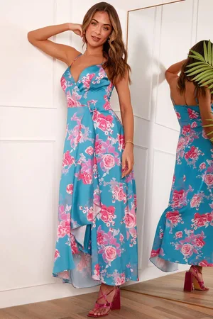 Chi Chi London Cami Floral Wrap Dip Hem Midi Dress