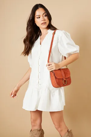 Oasis Thessina Suede Structured Ring Detail Cross Body Saddle Bag