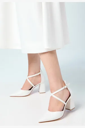 Coast Wide Fit Treat Cross Strap Pointed Block Heel Court Shoes