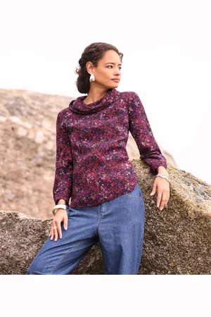 CELTIC & CO. Printed Cowl Neck Top