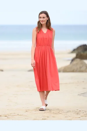 CELTIC & CO. Org Cott Tie Neck Midi Drs