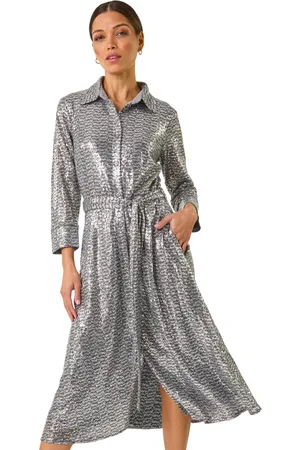 Roman Sequin Shirt Dress