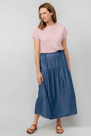 LILY & ME Frances Skirt Indigo Denim Tencel
