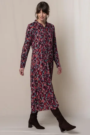 LILY & ME Seasons Dress Floral Ikat Mulberry