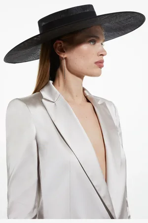 Karen Millen Grosgrain Tie Statement Boater Hat