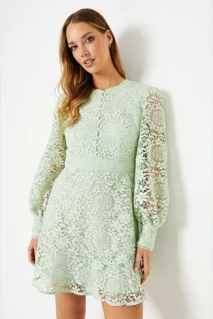 Oasis Lace Button Down Mini Tea Dress