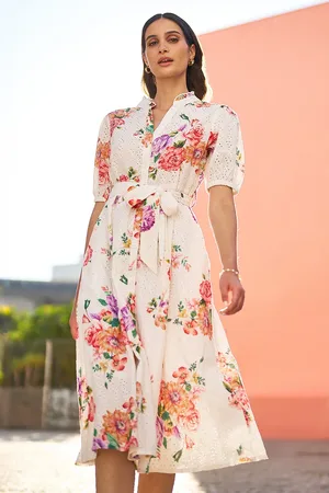 Yumi Floral Cotton Broderie Anglaise Skater Dress