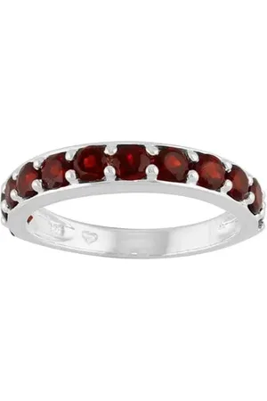 Gemondo Classic Round Garnet Half Eternity Ring in 925 Sterling Silver