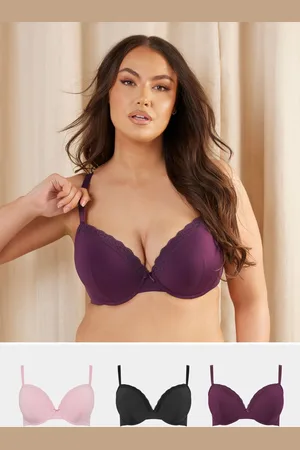 Yours 3 Pack Lace Trim Padded T-Shirt Bras