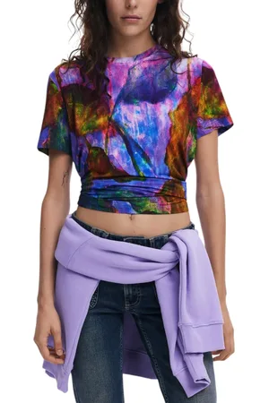 Desigual Abstract Print Knotted TShirt Women - Shirts