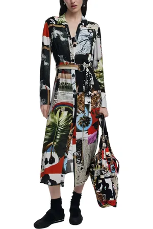 Desigual Printed Midi Shirt Dress Collage Print Women - Dresses
