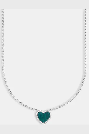 CERNUCCI Green Malachite Heart Necklace - White