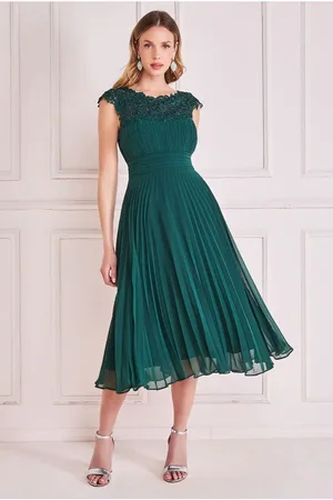 Goddiva Crochet & Pleated Top Midi