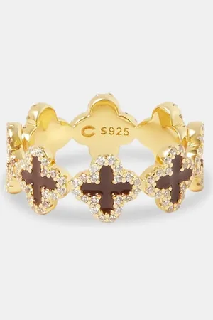 CERNUCCI Chocolate Enamel Connecting Motif Ring - 8mm