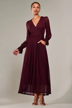 Jolie Moi Long Sleeve Mesh Maxi Dress