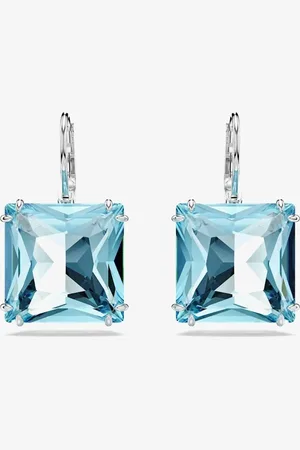 Swarovski Ladies Millenia Blue Square Cut Dropper Earrings 5619472