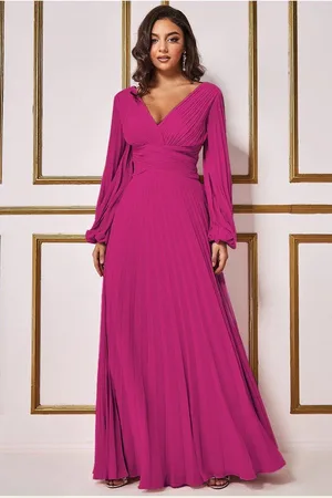 Goddiva Balloon Sleeve Chiffon Maxi