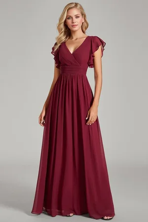 Ever Pretty Backless Ruffle Chiffon Maxi Bridesmaid Dress