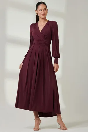 Jolie Moi Long Sleeve Soft Silky Jersey Maxi Dress